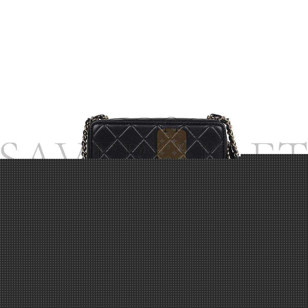 Ch*el master camera bag black lambskin light gold hardware as4817 (16*11.5*6cm)